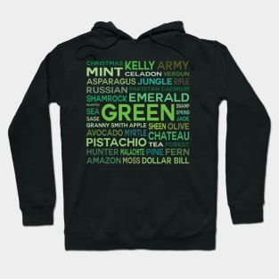 Word Cloud - Shades of Green (Black Background) Hoodie